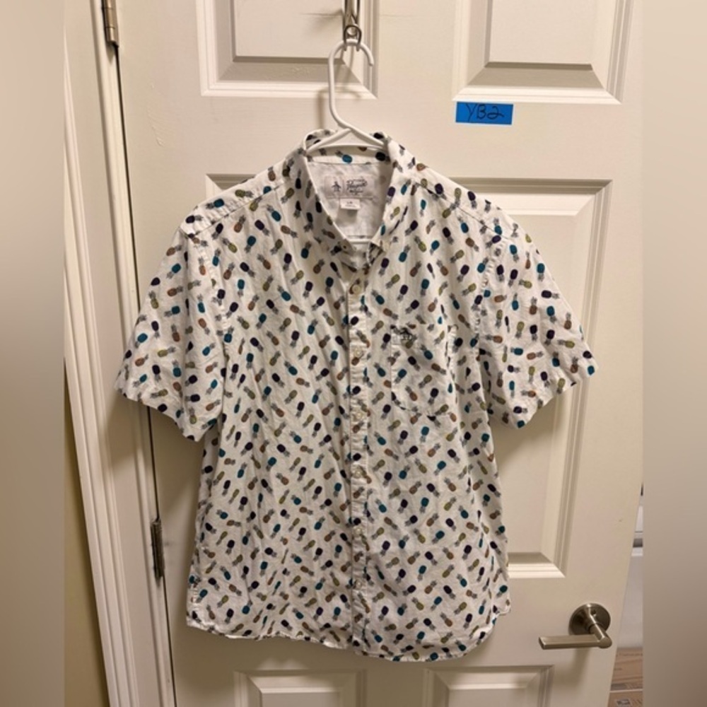 Mens Original Penguin Short Sleeve Button Down Shirt